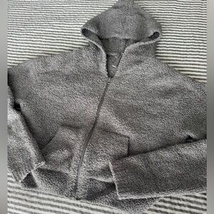 SKIMS Teddy Cropped Zip Up Hoodie